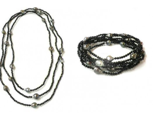 Onyx and Black Tahitian Pearl Necklace