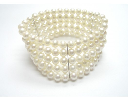 Freshwater Pearl 5 Row Stretchy Bracelet