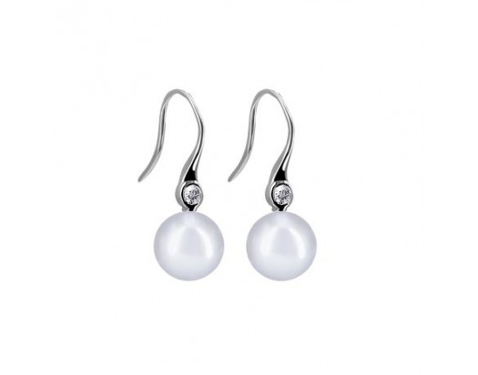 White Freshwater Pearl Earrings with 0.10 ct tw of Diamonds