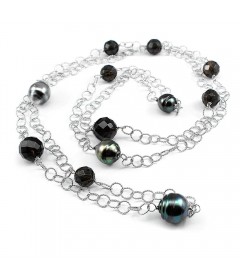 Smoky Topaz and Black Tahitian Pearl Necklace