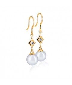 14K Rose Gold- White Freshwater Pearl Earrings- 10x10.5mm with .10ct tw Diamonds