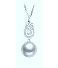 White South Sea Pearl pendant with diamonds set in 14K white gold-wssp92w